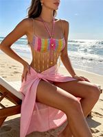 Tenue de vacances rave faite main, cache-maillot perlé arc-en-ciel, crop top de plage bohème, chaîne de corps à pampilles en cristal vibrant, bralette