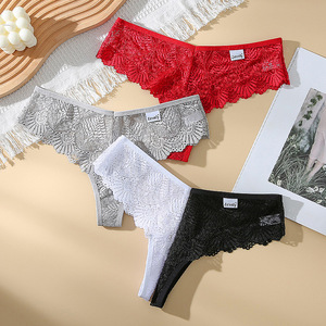 Culottes en dentelle sexy de style européen et américain pour femmes, lingerie sexy la plus vendue, strings, culottes taille basse à col en V - Product Image 1