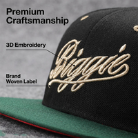 Gorra Clásica Negra RTS de 6 Paneles, Mezcla de Algodón y Lana, Logotipo Bordado en 3D, Estilo Hip Hop Vintage, Gorras Personalizadas con Cierre a Presión