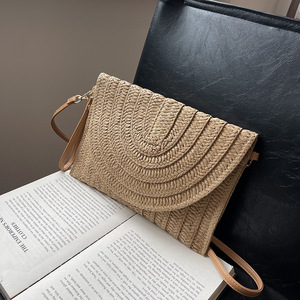Women <b>Straw</b> Half Moon Shoulder Bag Natural Woven Flap Closure Lightweight Daily Use Crossbody <b>Handbag</b> - Product Image 5