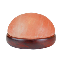 Lampe de sel de l'Himalaya à double dôme élégante 2025, base en bois sculptée à la main pour une décoration intérieure naturelle et une ambiance cadeau