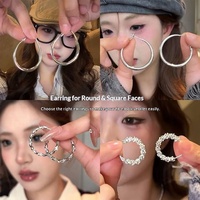 Boucles d'oreilles clous circulaires simples en alliage électroplaqué pour femme, style cool et élégant, haut de gamme, sensation unique, pour petit visage, personnalisées, tendance internet