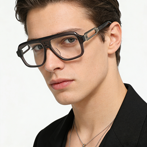 <span class=keywords><strong>Gafas</strong></span> Ópticas de Acetato de 8.0mm de Grosor con Decoración Metálica, Montura Piloto <span class=keywords><strong>para</strong></span> Hombre y Mujer, <span class=keywords><strong>Gafas</strong></span> Graduadas, Monturas Resistentes de Moda, OEM - Product Image 2