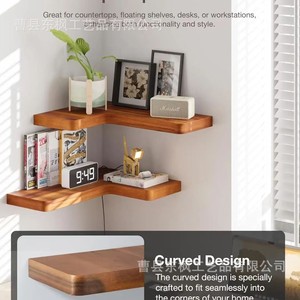Wooden Corner <b>Wall</b> <b>Shelf</b> For Living Room Kitchen Storage Durable <b>Wall</b> <b>Mounted</b> Rectangle Shape Single Layer - Product Image 3