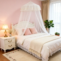 Moustiquaire de plafond ronde en dentelle pliée, écologique, avec volants ondulés en tulle, pour chambre d'adulte ou de fille