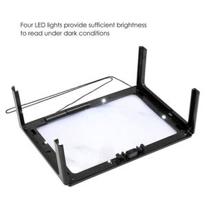 حر اليدين 3X المكبر كامل الصفحة كبيرة ورقة عدسة مكبرة مع مصباح ليد والرقبة الحبل مضيئة طوي سطح المكتب مصباح - Product Image 6