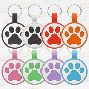 OEM ODM Custom Software Ready QR Code Personalized Round <strong>Paw</strong> Print <strong>Dog</strong> Accessories Silicone Name Tag For Cats And <strong>Dogs</strong>
