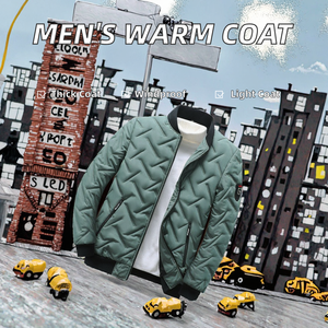 2022 Otoño Invierno High Street hombres algodón acolchado frente a prueba de viento Vertical Stand Collar ligero cálido abrigo con cremallera marca de moda - Product Image 2