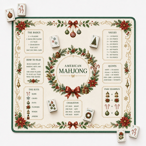 Luxury Forest Green Holiday Wreath Mahjong Table Mat Noise Reduction Neoprene Game Play Mat with Travel Bag for Christmas Gifts - Product Image 3