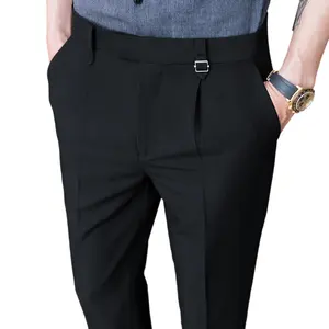 Calça e calça skinny masculina, modelo formal de escritório slim fit para homens