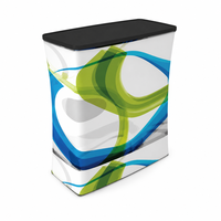 Comptoir promotionnel portable et pliable pour salon professionnel, table d'échantillonnage avec graphisme personnalisé, bureau de démonstration pop-up pour exposition