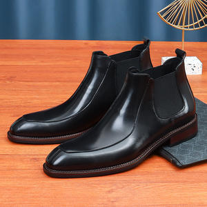 Botas de Tobillo para Hombre, Primavera-Otoño, Parte Superior de Cuero Genuino con Estampado de Leopardo, Suela de Goma, Impermeables, para Trabajo - Product Image 4