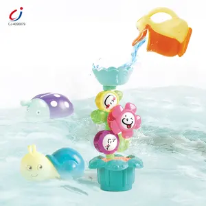 Chengji 2023 produk baru semprotan air bebek pot sprinkler vinil hewan menyenangkan rotasi dinding mainan mandi bayi ramah lingkungan