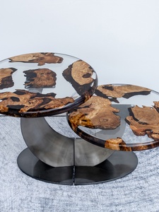 Customizable Crystal Clear <strong>Epoxy</strong> Resin Dining <strong>Table</strong> Set Solid Wood River <strong>Tables</strong> for Hotels Recina Epoxica Para Mesas - Product Image 5