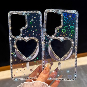 Elegante Custodia per Telefono con Cornice Glitterata a Forma di Cuore, Supporto Magnetico e Protezione Antiurto IMD per Serie S/A - Product Image 1