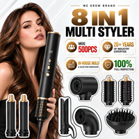 Sèche-cheveux brosse multi-styler professionnel 8-en-1 avec moteur sans balais, 5 réglages de température et accessoires pour boucler/lisser