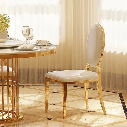 Chaise de salle à manger en cuir PU noir de luxe classique moderne chaise d'appoint pour la maison hôtel restaurant meubles de maison en métal