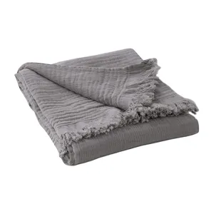 Jeté de couverture personnalisé en coton bambou pour canapé, 100% coton