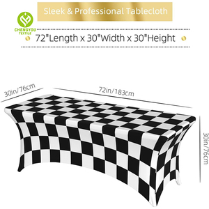 Customizable Modern Oilproof Waterproof <b>Striped</b> Elastic Fabric <b>Tablecloth</b> Woven Spandex Stretch Rectangular Cover Home Wedding - Product Image 3