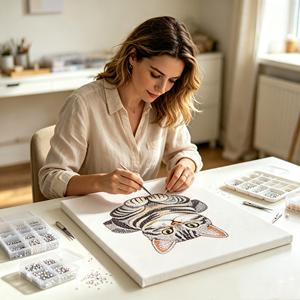 Toile tendue vierge personnalisée pour la <span class=keywords><strong>peinture</strong></span> au diamant avec cadre en bois massif et support en MDF 12x16 pouces, plusieurs tailles disponibles - Product Image 3