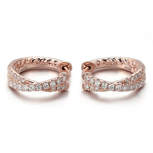 Pendientes de Aro de Plata con Baño de Oro Rosa y Diamantes, Exquisitos y de Alta Demanda, para Novias, Ocasiones Especiales y Uso Diario, con Certificación IGI - Product Image 1