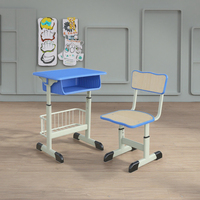 Ensemble de bureau et de chaise d'école moderne réglable personnalisé avec cadre en acier et tiroir pour la salle de classe, le bureau à domicile