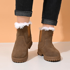 Snow Boots Men Winter Warm Fleece Lined Waterproof Thick Sole Outdoor Non Slip Mid Heel Solid Color Size 38 39 40 41 42 43 44 - Product Image 1