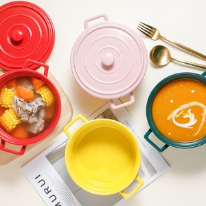 8.5 pollici di Grandi Dimensioni In Ceramica Ciotole di Minestra Con Manici e Coperchio Forno A Microonde e Lavabili In Lavastoviglie Pentole Essenziali Per La Casa Cucina Ciotole - Product Image 5