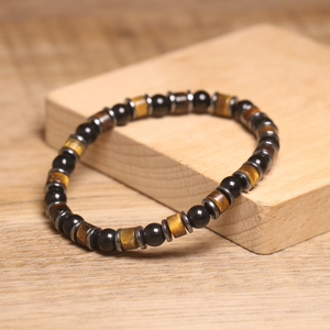 Bohemian Natural Tiger <span class=keywords><strong>Eye</strong></span> Elastic Stone Armband für Männer Frauen Tiger <span class=keywords><strong>Eye</strong></span> Hämatit Perlen Armband Healing Energy Stone Schmuck - Product Image 4