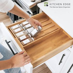 Wooden <b>Drawer</b> Organizer With Divided Compartments For Spice Bottles Cabinet Pull Out <b>Storage</b> <b>Box</b> - Product Image 3
