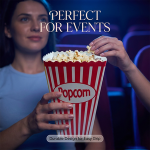 Custom Printed Popcorn <b>Boxes</b> <b>Red</b> White Striped Tube Shape Disposable Self Erecting Paperboard Food Packaging - Product Image 1