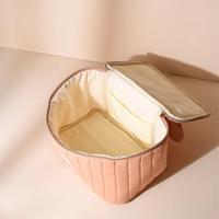 Sac de rangement multifonctionnel pour le maquillage Grand étui de beauté matelassé élégant Sac de toilette en pur coton fait à la main.