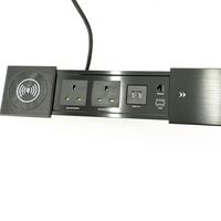 Nouvelle prise de courant britannique dissimulée dans une table de conférence, chargeur sans fil 15W, couvercle coulissant, boîte de prise de courant de bureau avec données RJ45 USB