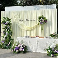 Voilage blanc laiteux en soie de lait pour draperie de mariage, tissu de fond, arrangement de scène de mariage, décoration de scène de fête d'anniversaire