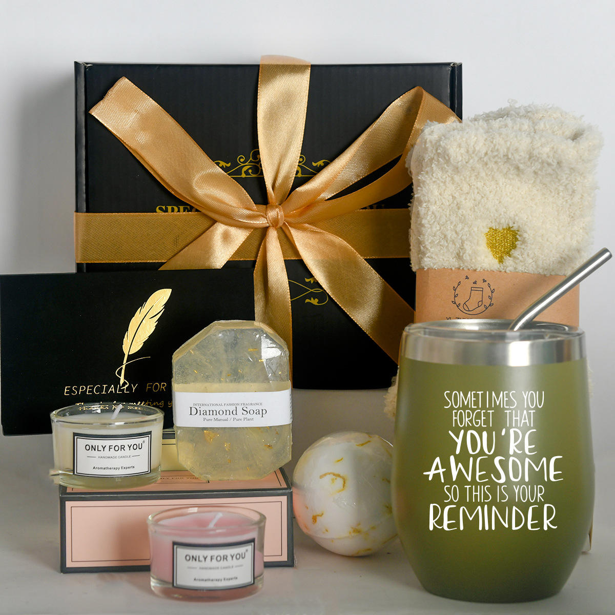 ชุด1-กล่องของขวัญสีดำถ้วยไข่สีเขียวทหาร