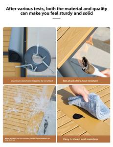 Juego de Mesa y Sillas de Comedor Modernas de Madera Plástica para Jardín de Lujo para Exteriores, Sillas Apilables de Aleación de Aluminio, Muebles para Balcón y Patio - Product Image 6