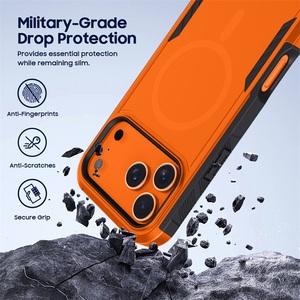 Coque de téléphone magnétique orange personnalisée pour iPhone 18 16 17 Pro Max, étui de protection antichoc pour téléphone portable - Product Image 4