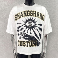 T-shirt à imprimé graphique lourd personnalisé Guangzhou Shangshang, impression DTG, t-shirt à strass, t-shirt court, coupe ample, t-shirt pour homme