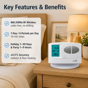 Thermostat programmable <span class=keywords><strong>sans</strong></span> <span class=keywords><strong>fil</strong></span> 868,35 MHz pour chauffage et refroidissement, compatible avec les systèmes de radiateurs et de planchers chauffants - Product Image 2