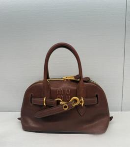 Nouvel Arrivage 2025 – Sac Boston Maillard <span class=keywords><strong>Shell</strong></span> en Cuir Véritable avec Poignée Supérieure et Bandoulière pour Femme (Style Miu) - Product Image 3