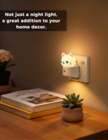 Veilleuse 3D LOHAS Chat Mignon à Brancher sur Prise Murale avec Capteur Crépusculaire RGB Blanc Doux – Lumières Nocturnes de Noël pour Chambre