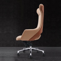 Chaise de bureau moderne et minimaliste, légèrement luxueuse, en cuir PU, avec structure métallique, réglable en hauteur, élégante et tendance