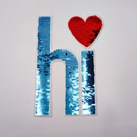 Patchs en sequins en forme de cœur arc-en-ciel à coudre ou à repasser, grand patch brodé décoratif, autocollant appliqué
