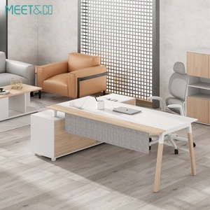 Modern Commercial White Desks Furniture Organizer Lifting Socket High Tech Executive Wooden <b>Drawer</b> Corner Office Computer Desk - Product Image 1