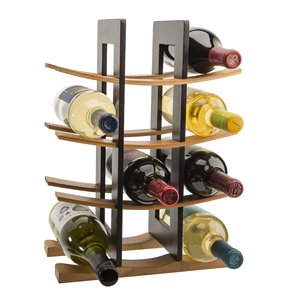 Modern 4-Tier Bamboo Free Standing Floor Storage Holder 12-Bottle Capacity Wine Rack with Modular <b>Display</b> <b>Shelf</b> - Product Image 5