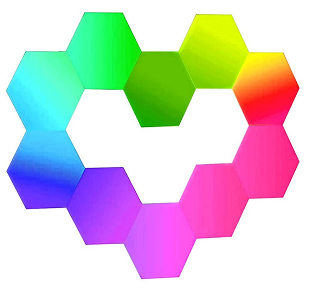 Hexagon RGB Wall Lights Smart Night Club Gaming Lights, Music Sync APP Control for Home Bar Stage Wholesale10W/10PCS