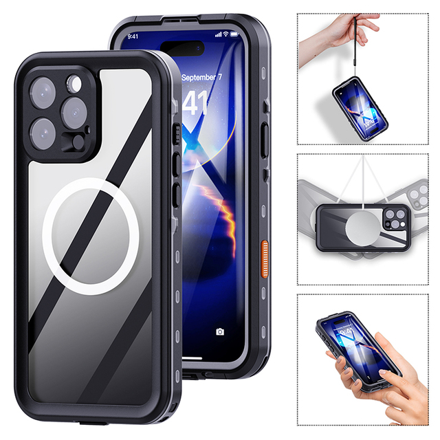 Hot Product DOT IP68 Rating High Quality Heavy Duty Anti-Slip Shockproof Waterproof Smartphone Case for IPhone 16 Pro for Retail