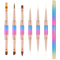 Stylo de luxe double tête pour nail art, motif léopard, pour dessin et peinture de rayures françaises en acrylique, gel et vernis, avec embout ovale en nylon ondulé