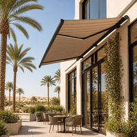 Auvent rétractable électrique à cassette complète avec capteur de vent, en aluminium motorisé, imperméable, résistant au vent, pare-soleil pour restaurant, terrasse