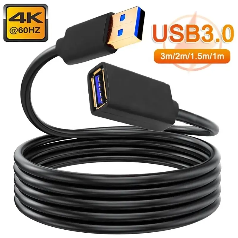 0.5 1M 2M 3M Nylon Braided Active USB 3.0 Type A Male to Female Extension Cable 5Gbps Fast Data Transfer 3.0 USB Extension Cable